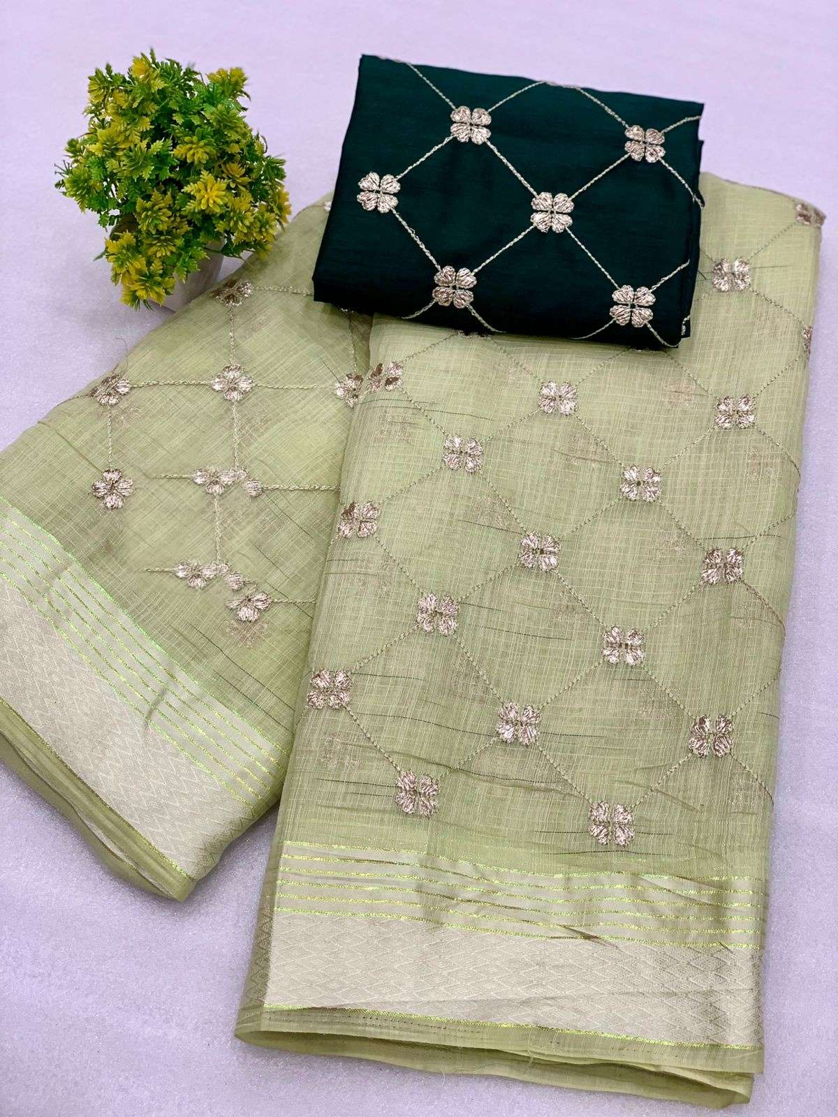 Cotton Silk With Zari Embroidery Work Saree Collection