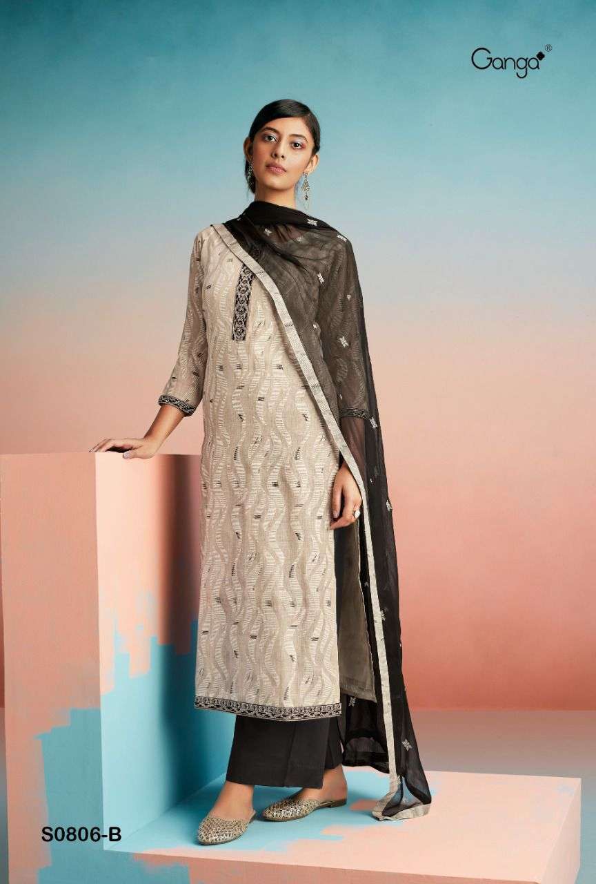 Ganga Fashion Auri 806 Woven Jacquard With Embroidery Work S...