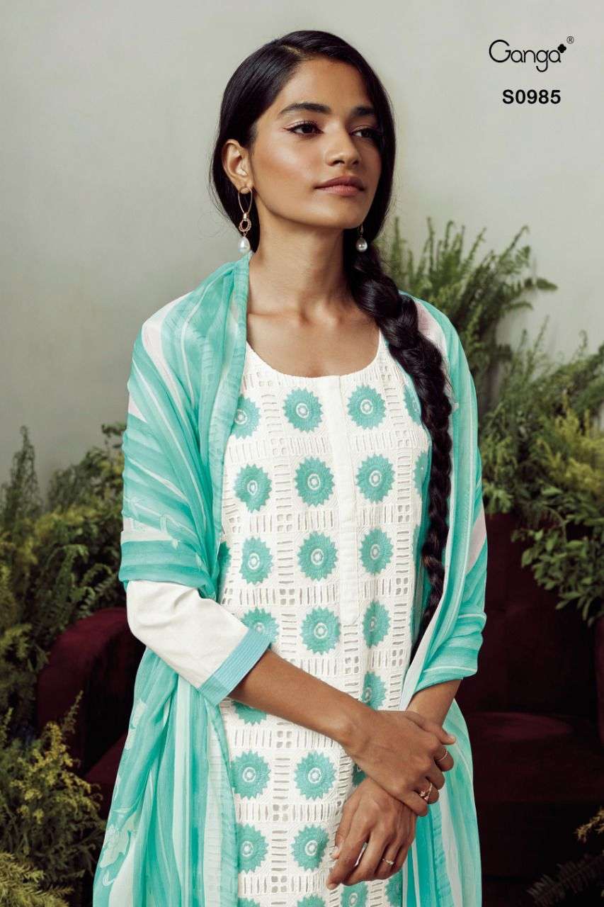 Ganga Fashions Zuri 985 Cotton With digital print sky colour...