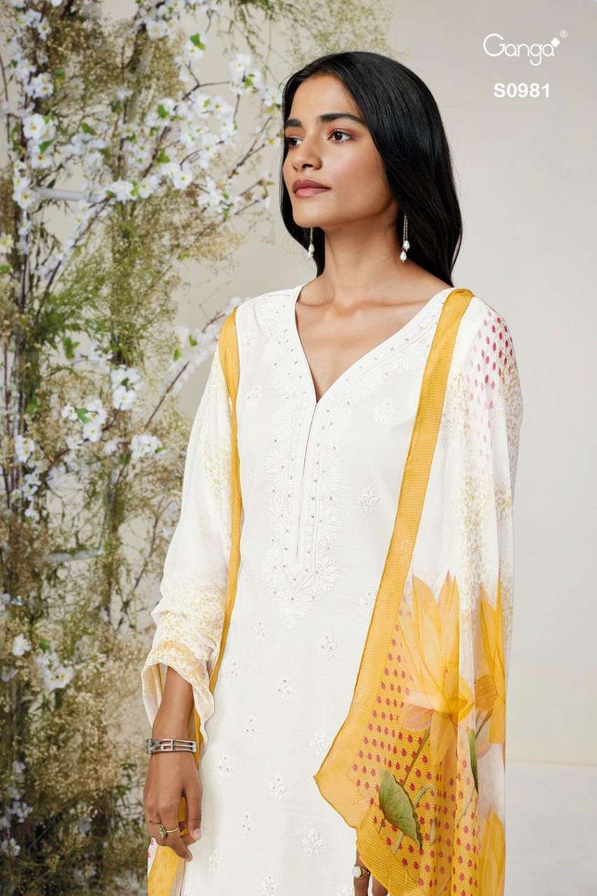 Ganga Inna 982 Cotton with fancy work  Summer wear suits col...