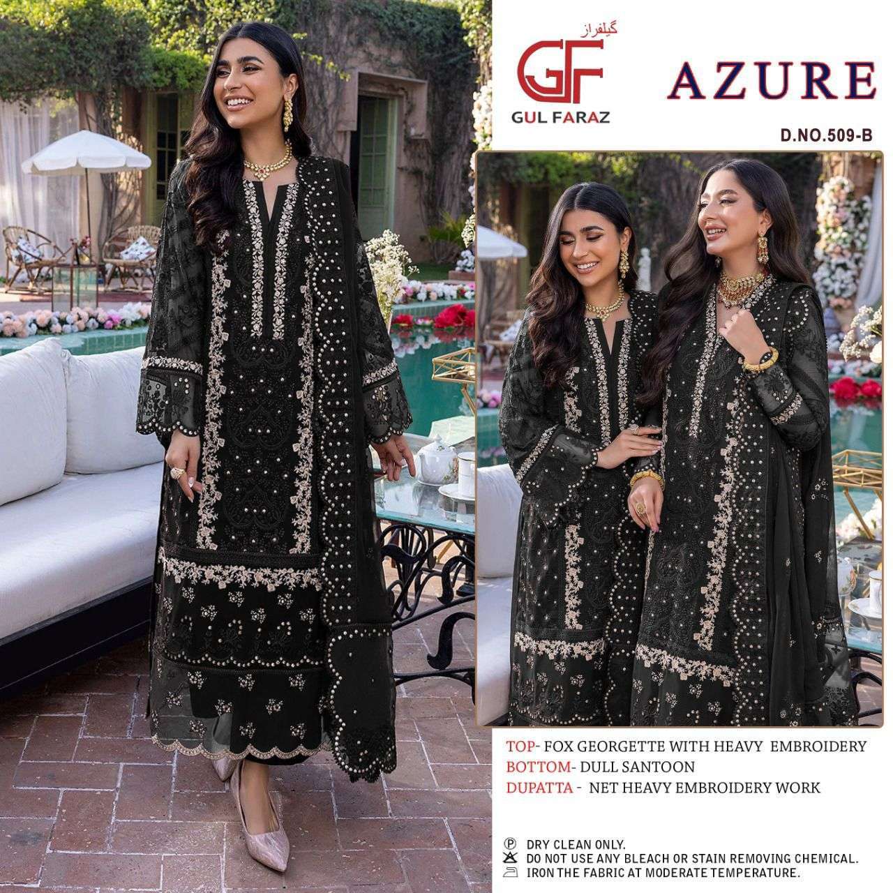 Gulfaraz Azure 509 Colour Georgette With Fancy Pakistani Sui...