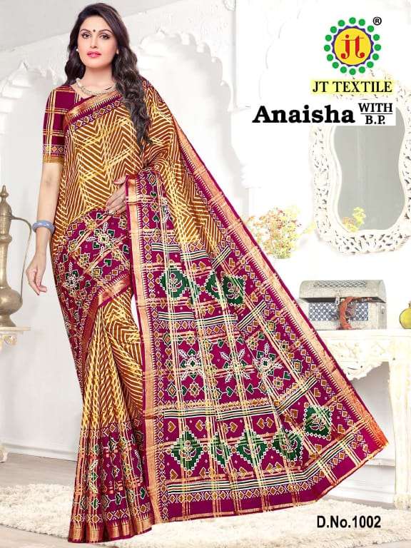 Jt Anaisha vol 1 Cotton with patola print saree collection
