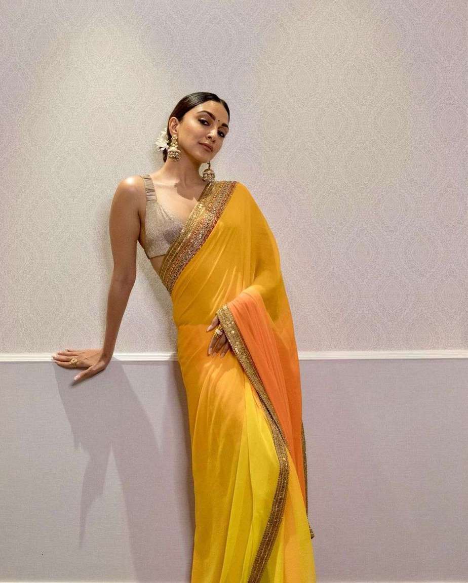 Kaira Advani Georgette With Fancy Work Saree collection