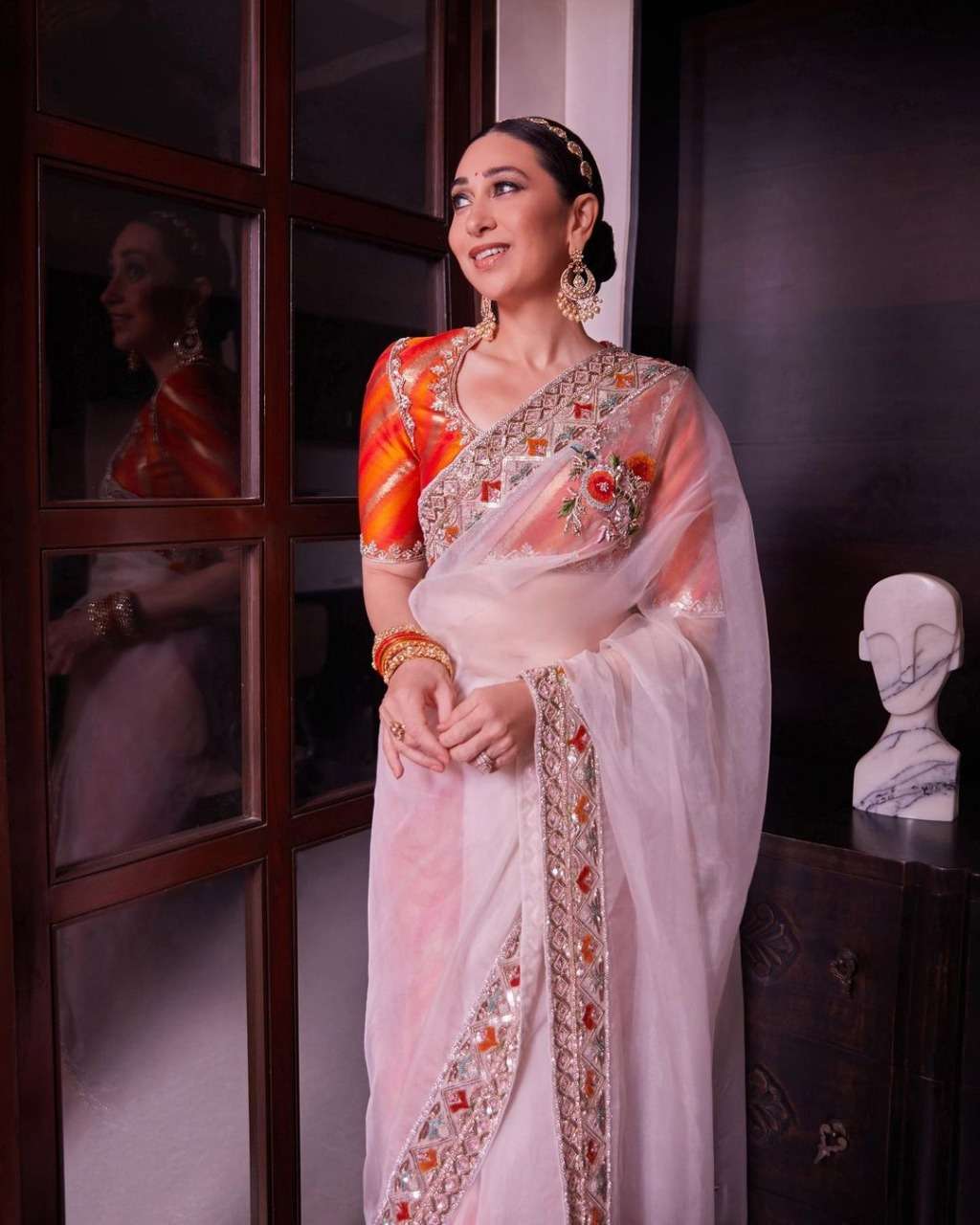 Karishma Kapoor White Organza Silk With Embroidery Coading &...
