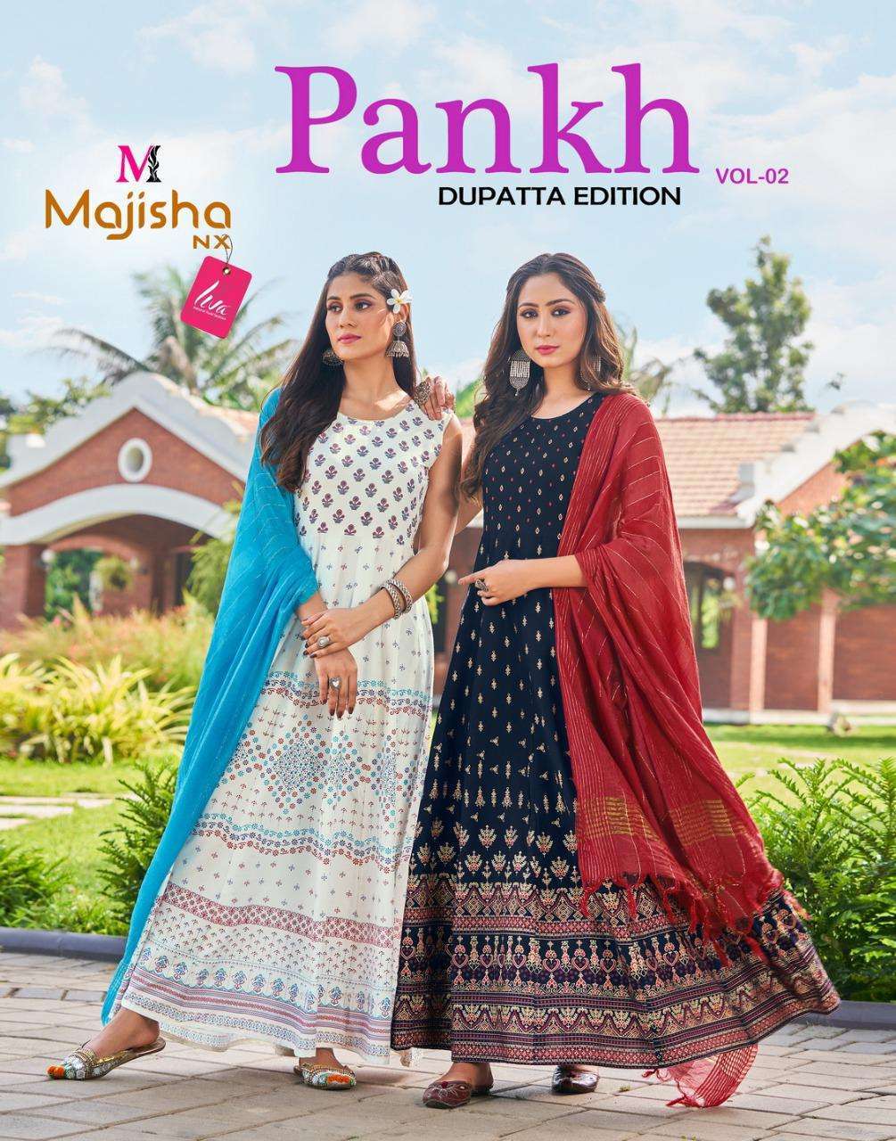Majisha NX Pankh Vol 2 Rayon With Long Gown With Dupatta Col...