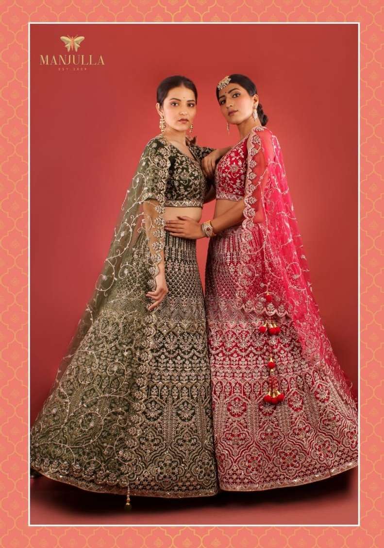 Manjulaa Silk With Heavy Designer Bridal Wear Lehenga Choli ...