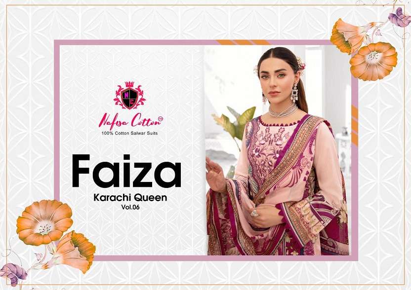 Nafiza Faoza VOl 6 Lawn Cotton with Karachi work Pakistani s...