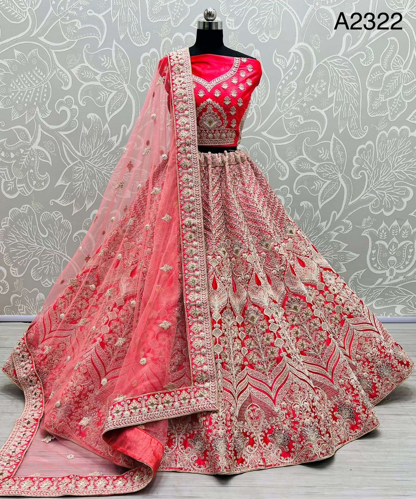Pink Colour Velvet With Fancy Heavy Designer Bridal Wear Leh...