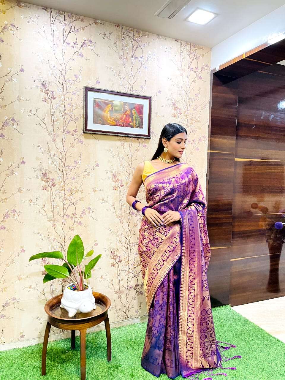 Purple Colour Kanjivaram Traditional Silk With Weaving Desig...