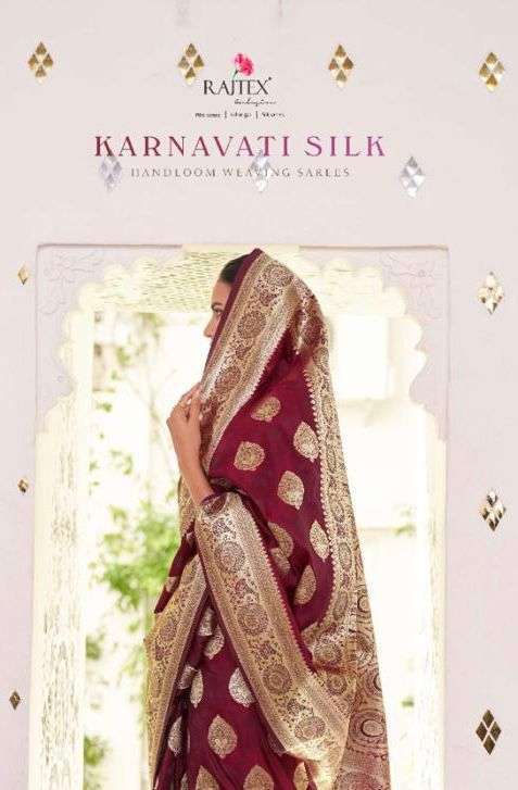 Rajtex Karnavati Handloom Silk With Weaving Design Saree Col...