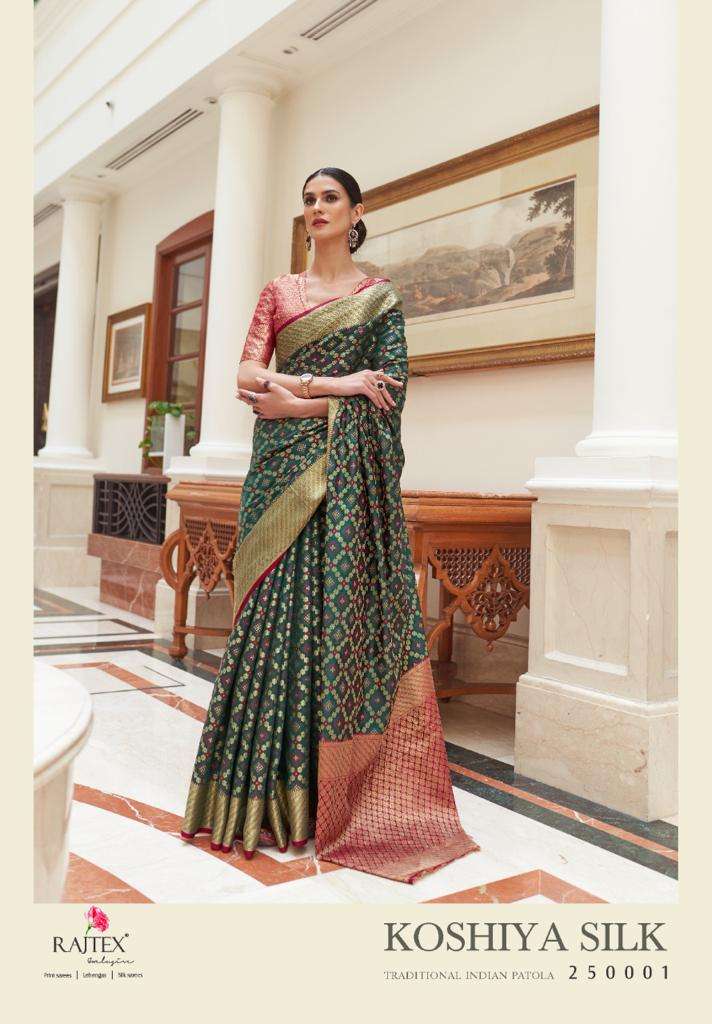 Rajtex Koshiya Silk With Traditional Patola Design Saree Col...