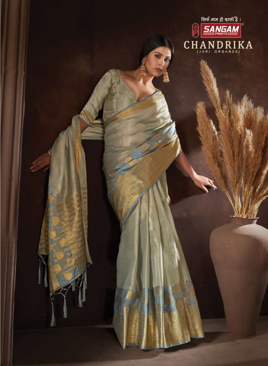 Sangam Print Chandrika Organza Silk With Fancy Saree