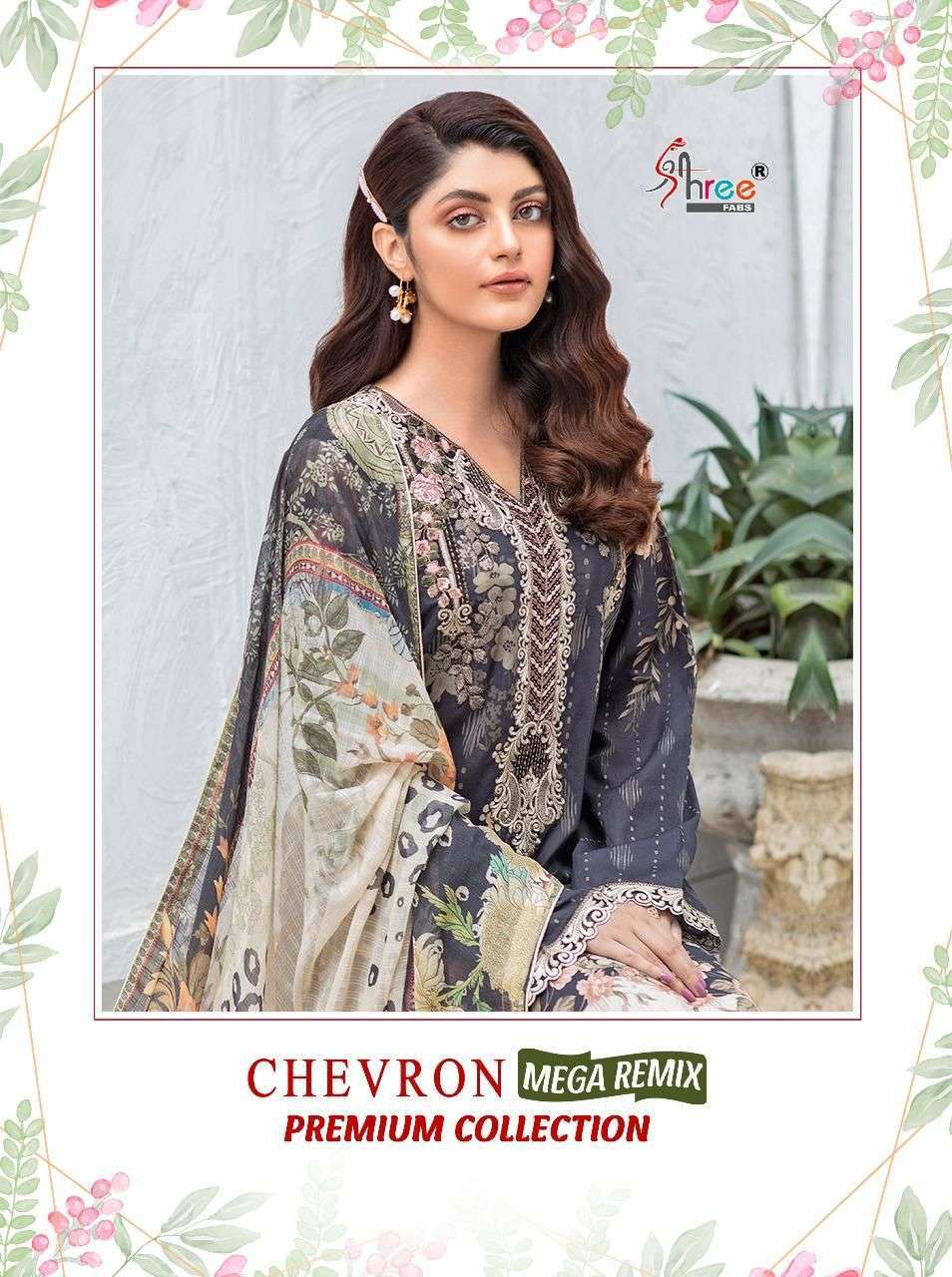 Shree Fabs Chevron Megha Cotton With Fancy Work Pakistani Sa...