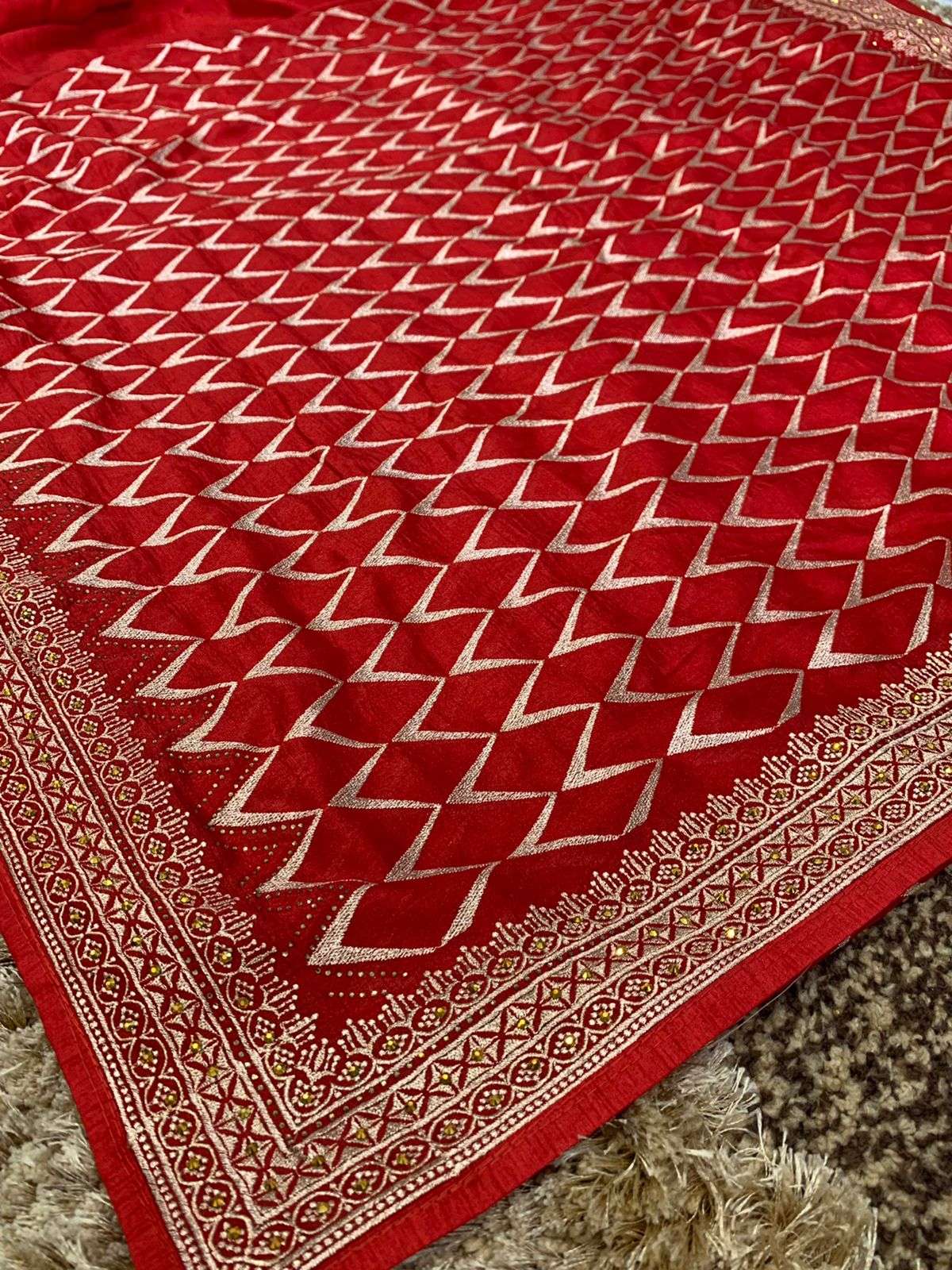 Vichitra Silk With Heavy Embroidery Work  SWAROVSKI  Diamond...
