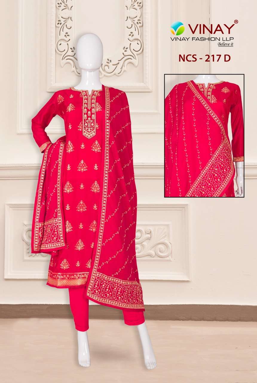 Vinay Fashion 217 Dola Jacquard With Fancy Work Salwar Kamee...