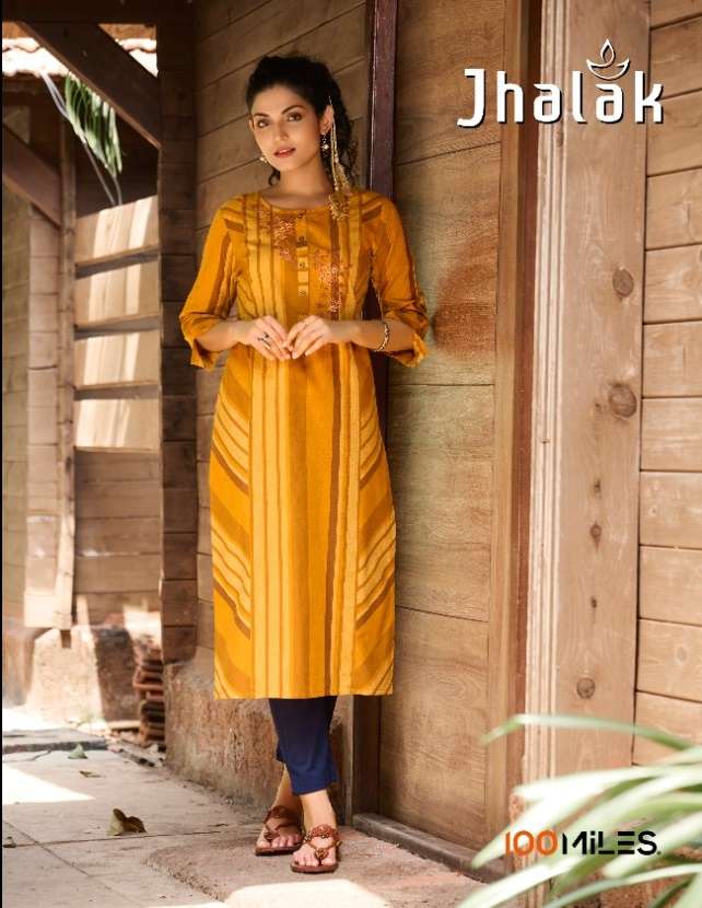 100 Miles Jhalak Cotton with fancy work kurti collection at ...