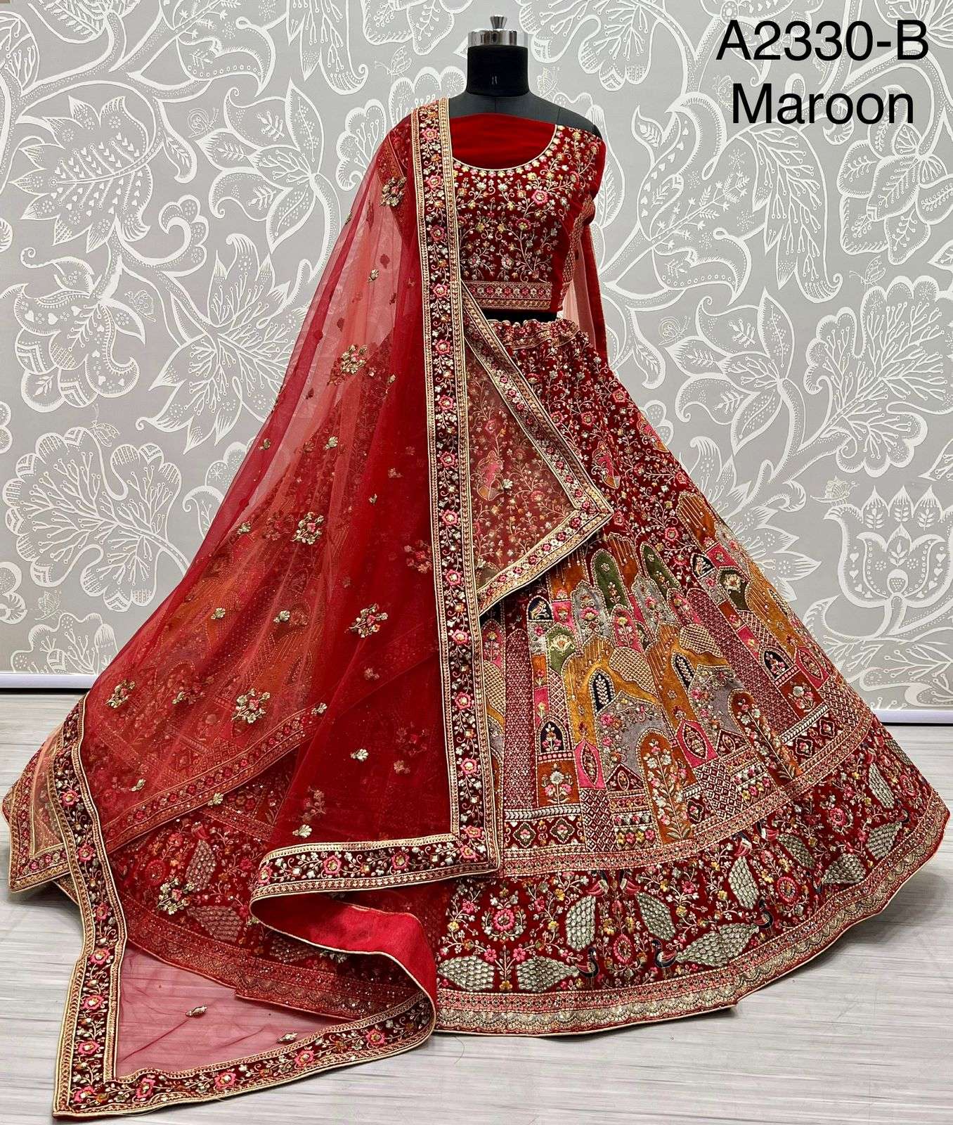 A2330 Velvet with sequence work dori embroidery work bridal ...
