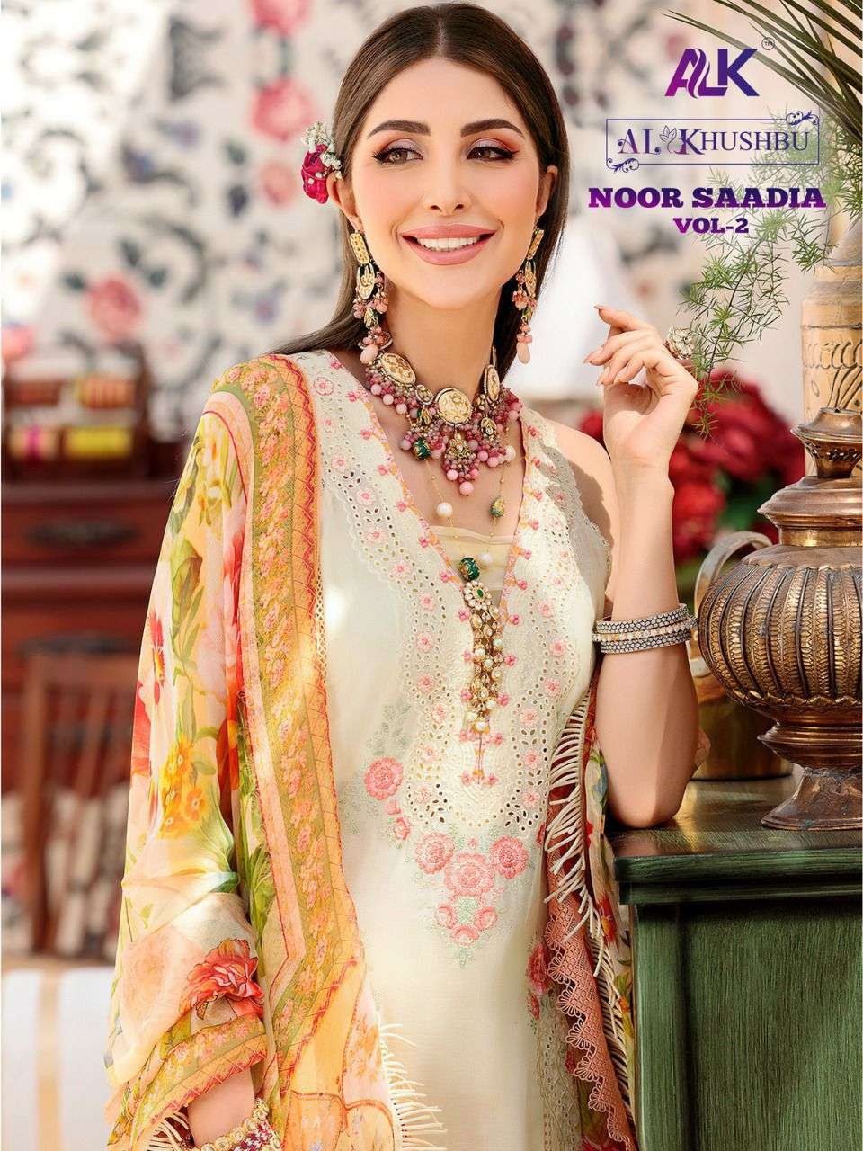 Al Khushbu Noor Saadia Vol 2 Cambric cotton with fancy Work ...