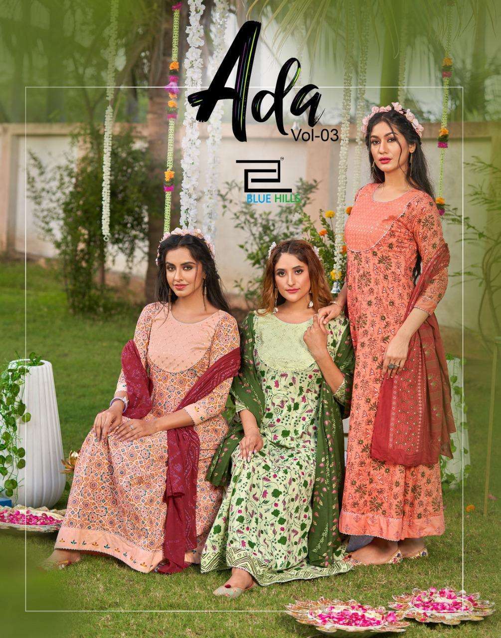 Blue Hills Ada Vol 3 Cotton With Fancy Long Gown With Dupatt...