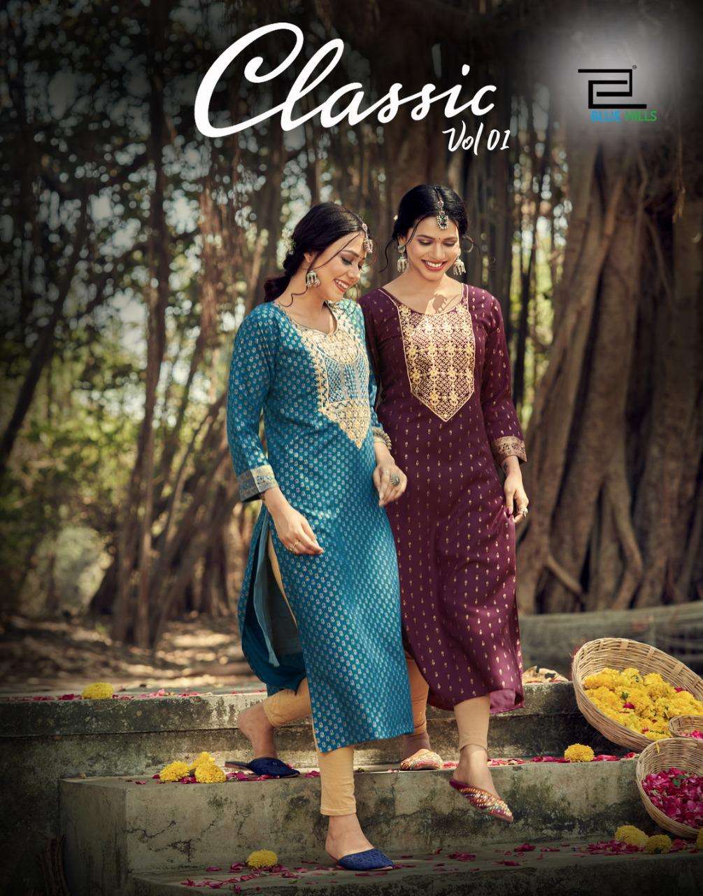 Blue Hills Classic Vol 1 Rayon With fancy Kurti collection A...