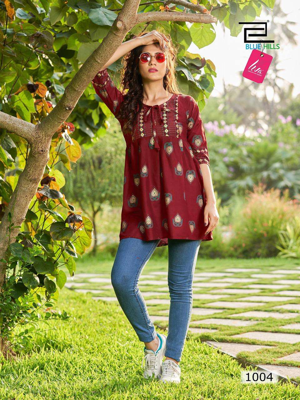 Blue Hills Titanc Rayon with short tops kurti collection at ...