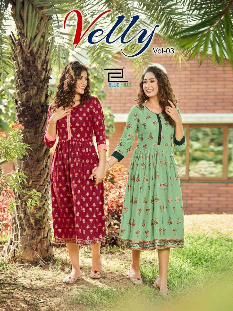 Blue Hills Velly Vol 3 Rayon With handwork Kurti collection