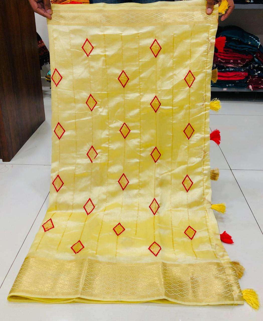 Cotton With Sequence Thread Work Saree Collection at Wholesa...