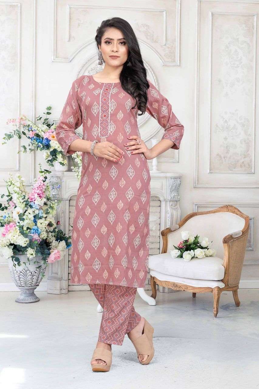 Cotton With Simple Embroidery work Kurti with bottom Collect...
