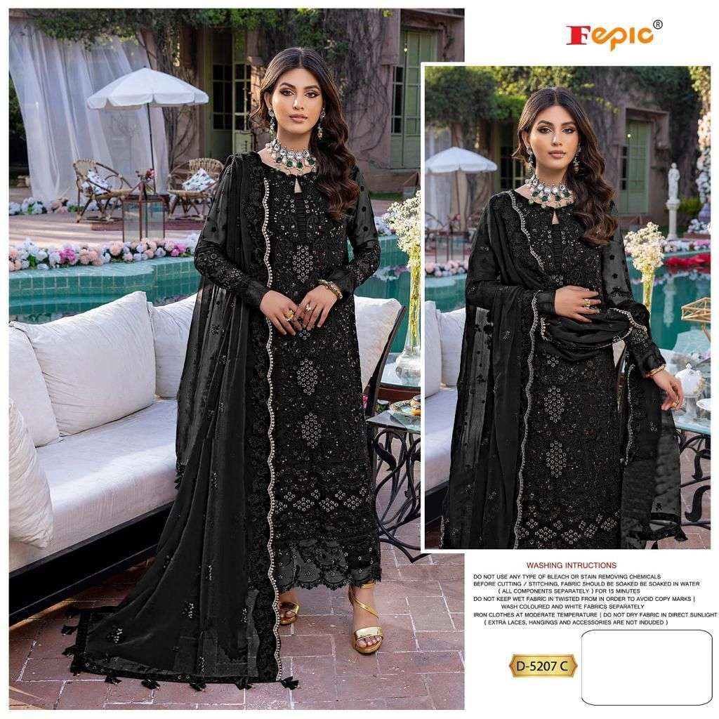 Fepic 5207 Georgette With Fancy Embroidery Work Pakistani Sa...
