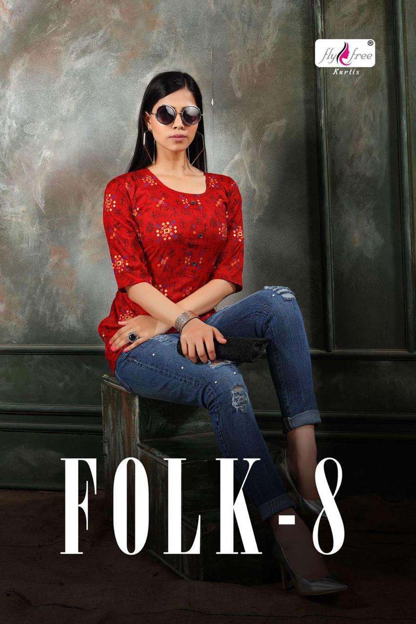 Fly Free New Folk Vol 8 Rayon Printed Short Tops Collection 