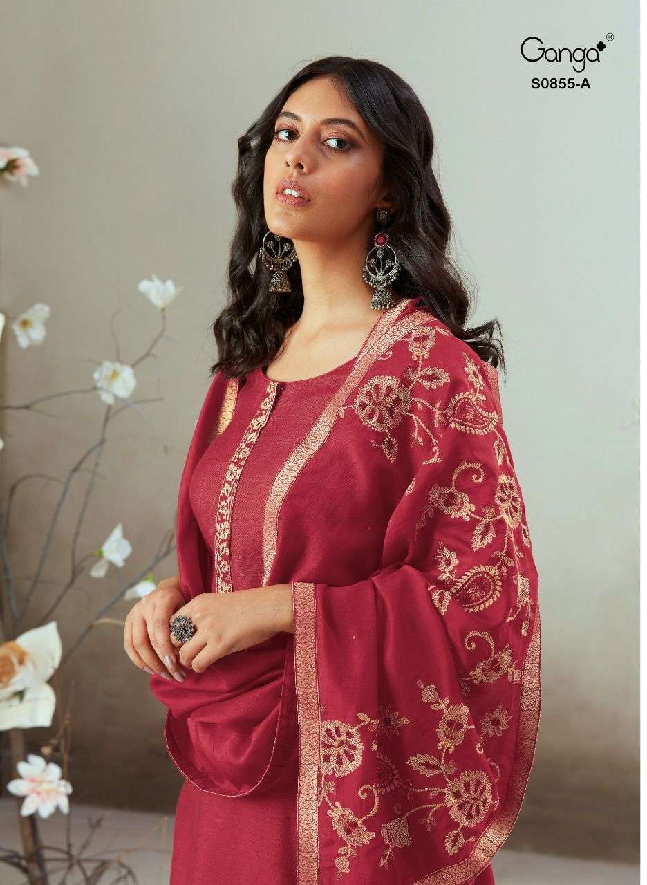 Ganga Fashion Vanya 855 Silk With Fancy Embroidery work Dres...