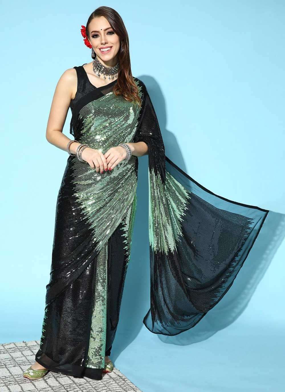 GEORGETTE SEQUENCE SAREES LATEST COLLECTION BOLLYWOOD STYLE ...