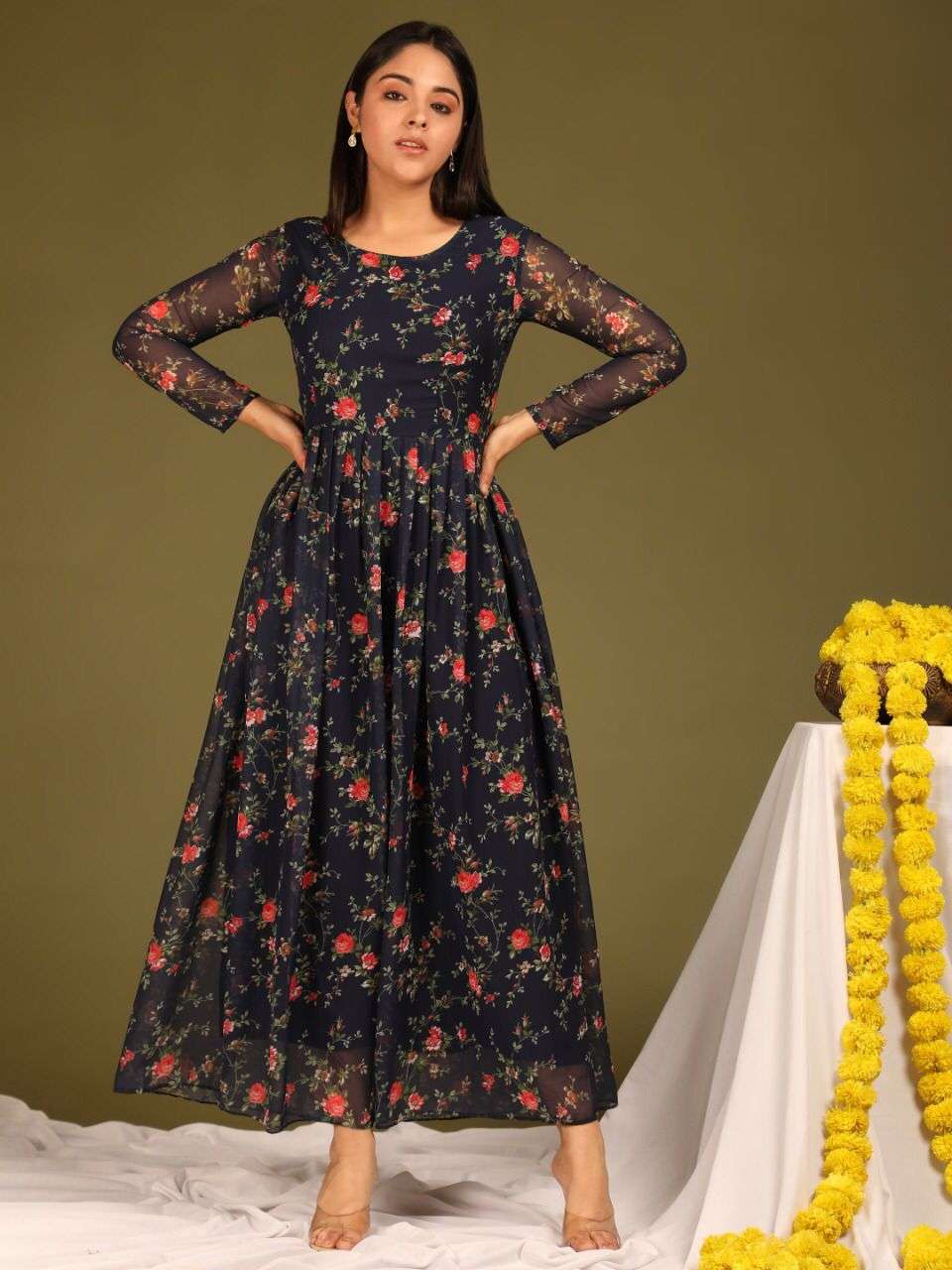 Georgette With Digital Print Fancy Kurti Collection at whole...