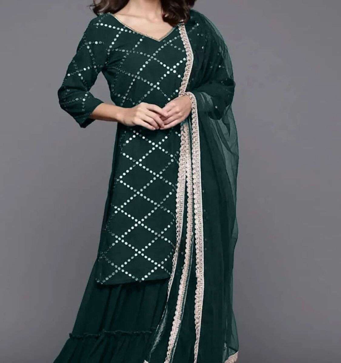 Green Colour Georgette with fancy Readymade Suits Collection