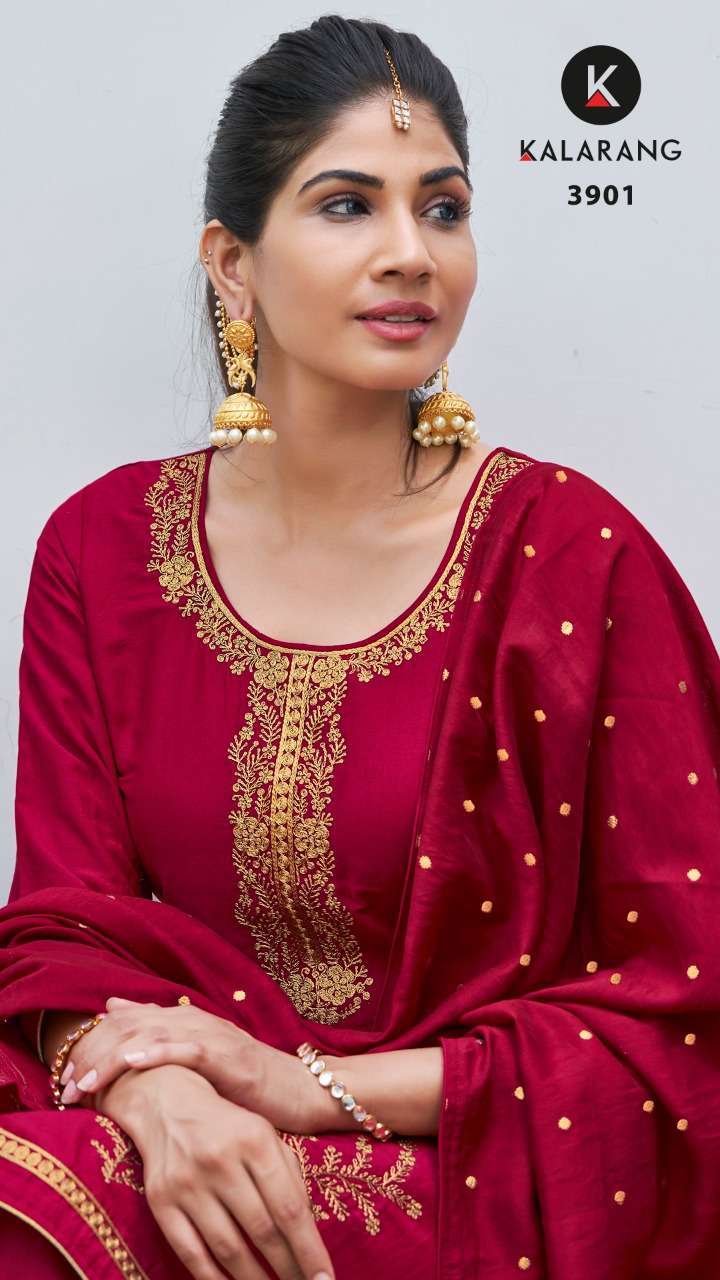 Kessi Fabrics Kalarang Inaya Parampara Silk with Heavy Embro...