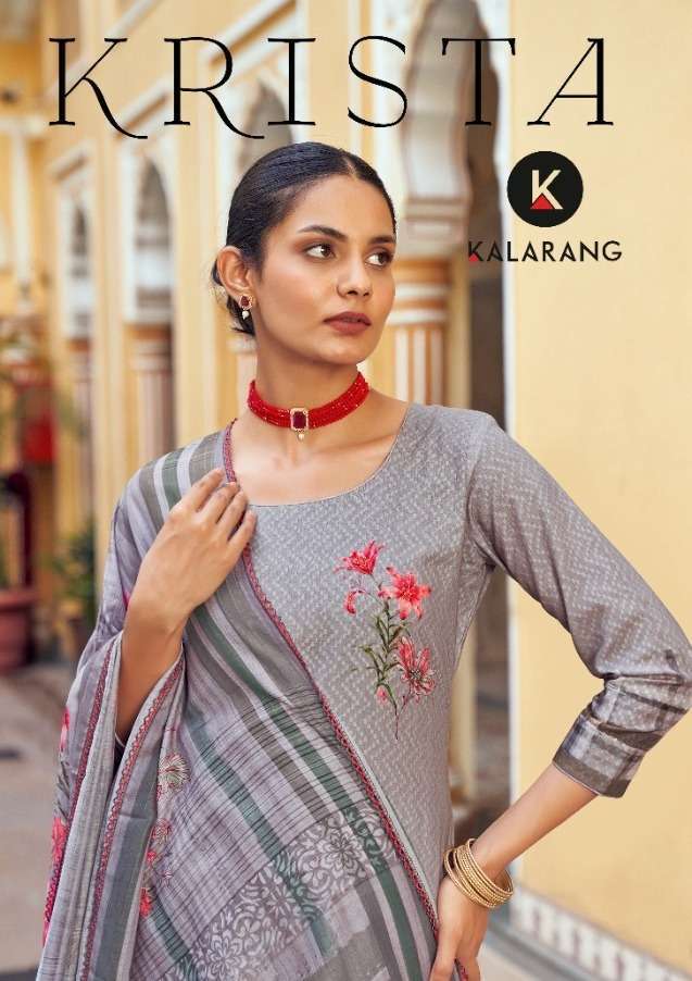 Kessi Fabrics Kalarang Krista Muslin Silk With Embroidery Wo...