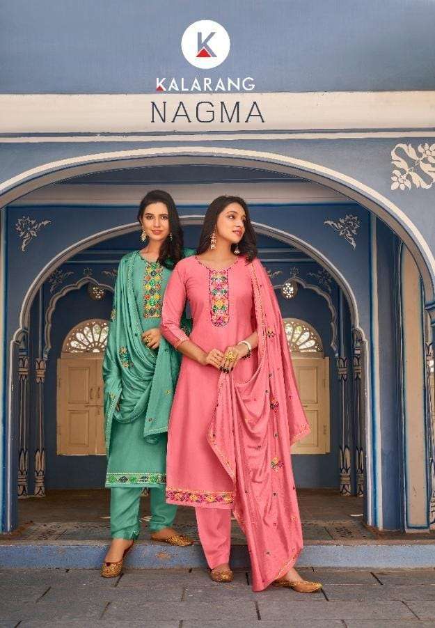 Kessi Fabrics Kalarang  Nagma  jam Silk Cotton With fancy Sa...