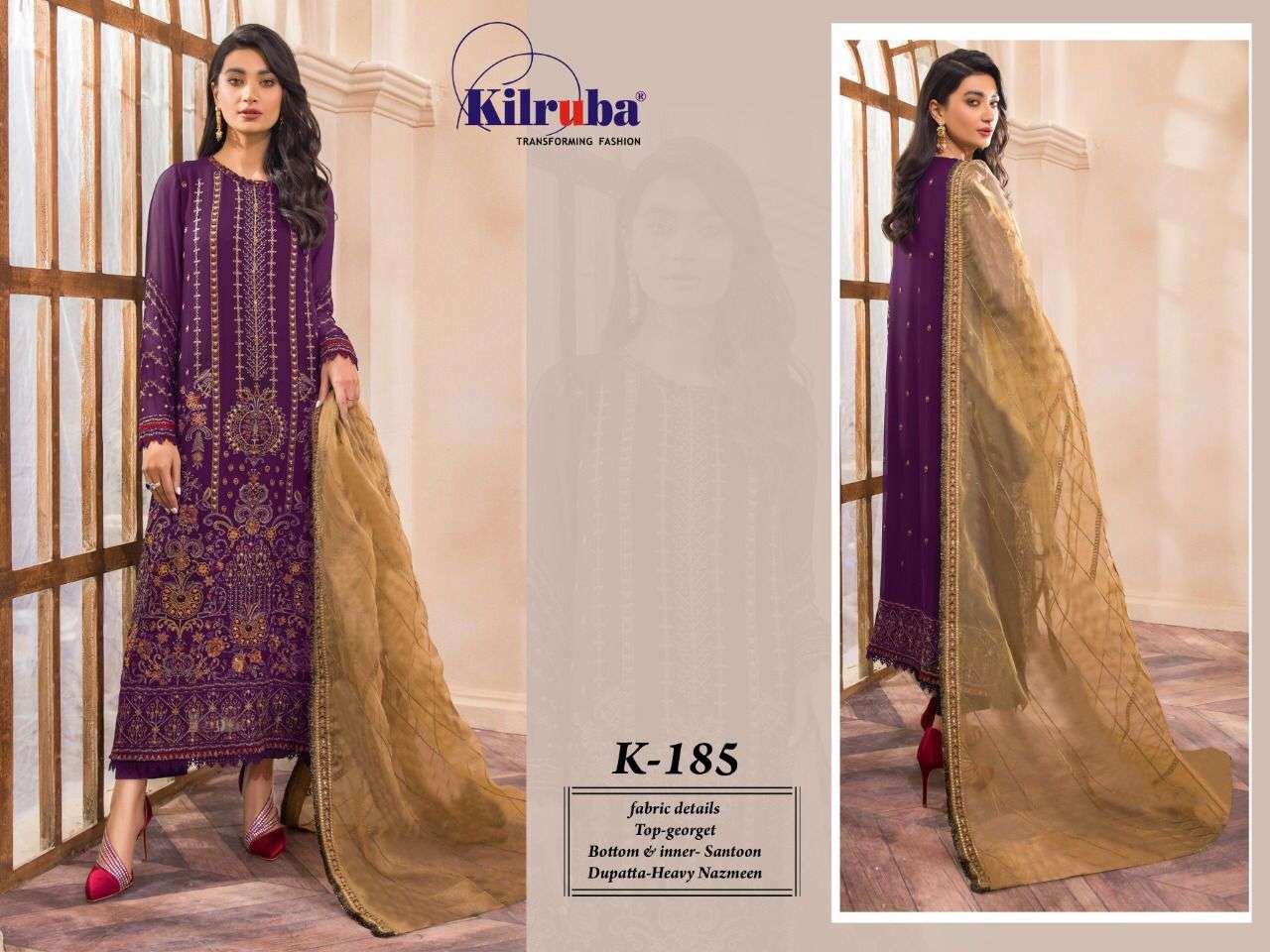 Kilruba 185 Georgette With Multi EMbroidery work Pakistani S...