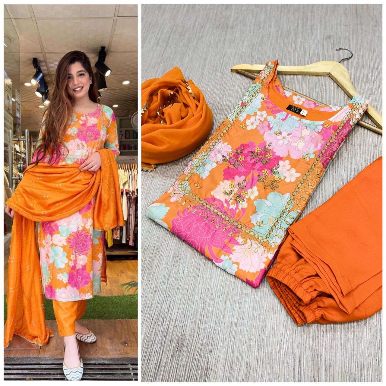 Lotus Maslin Silk With Digital Print Readymade Salwar Kameez...