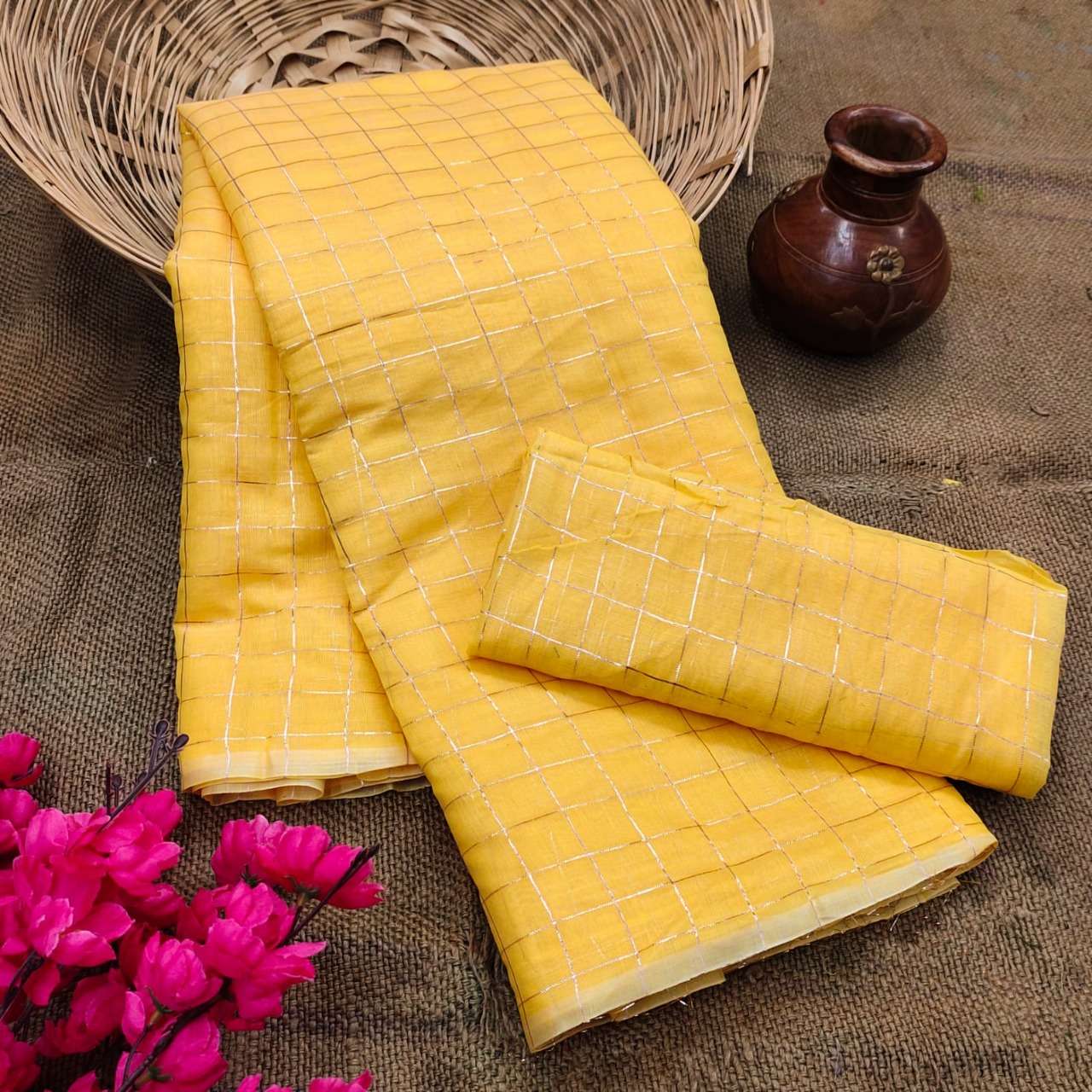 Maharshi Cotton silk with chex Design Saree collection at wh...
