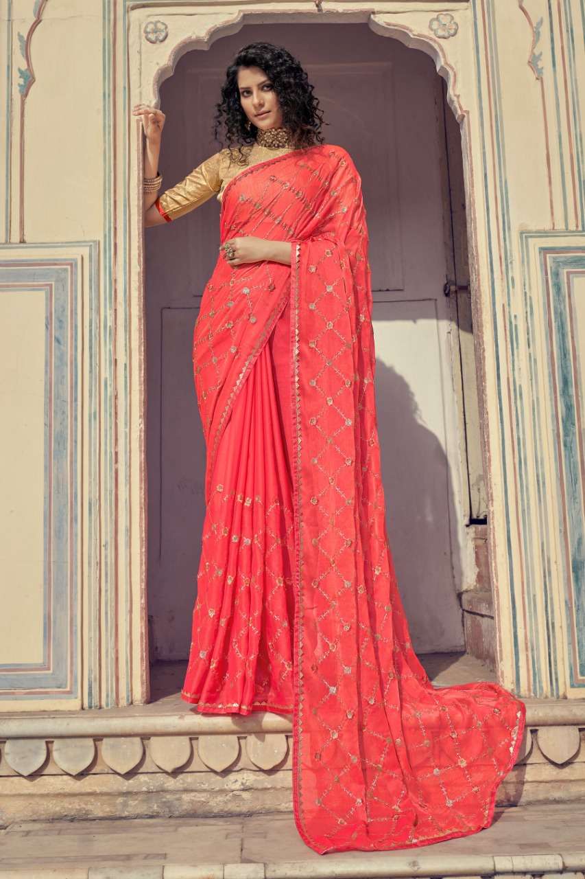 Medha Chiffon with sequence work saree collection At Wholesa...