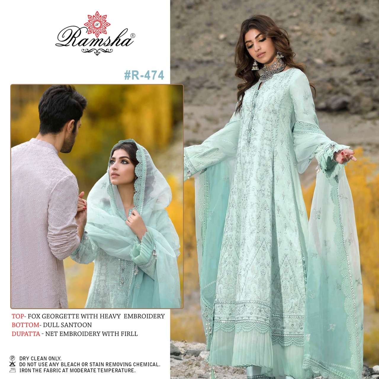 Ramsha R 474 Georgette With Heavy Embroidery Work Pakistani ...