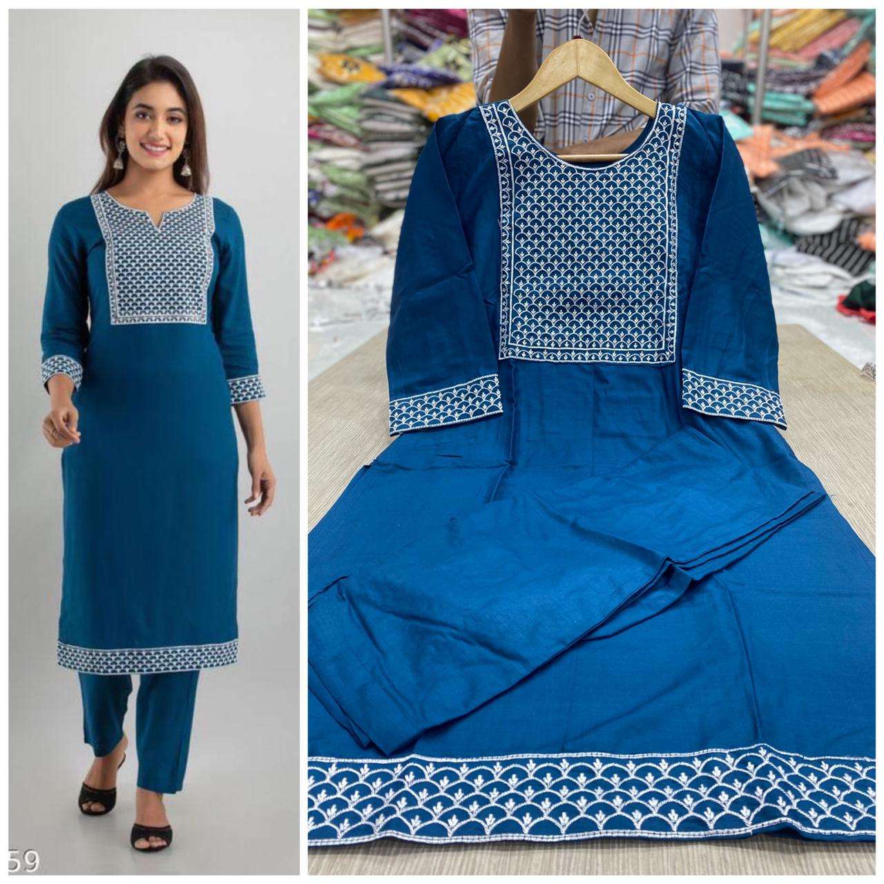 Rayon cotton with fancy Embroidery work Readymade Kurti with...