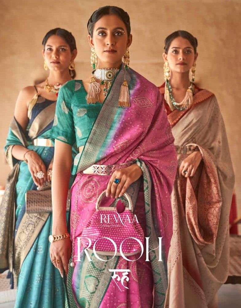 Rewaa Fashion Rooh Silk With Bandhani Desigen Saree collecti...