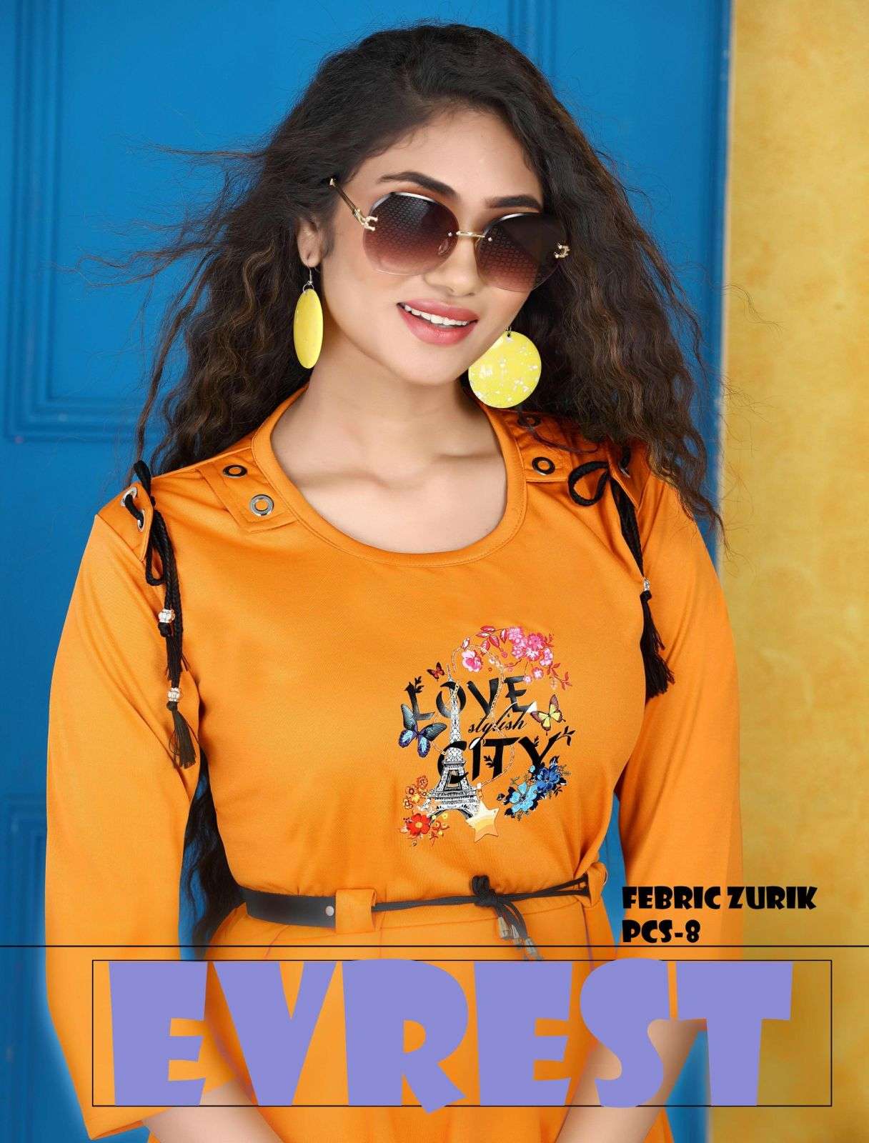 Rivaa Evrest Lycra With fancy Western style Short kurti coll...