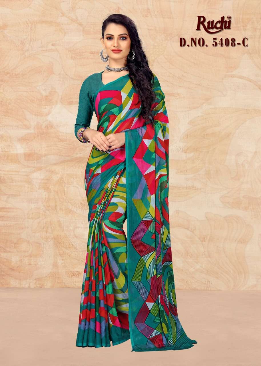 Ruchi Kesariya Chiffon 5408 Regular Wear Saree