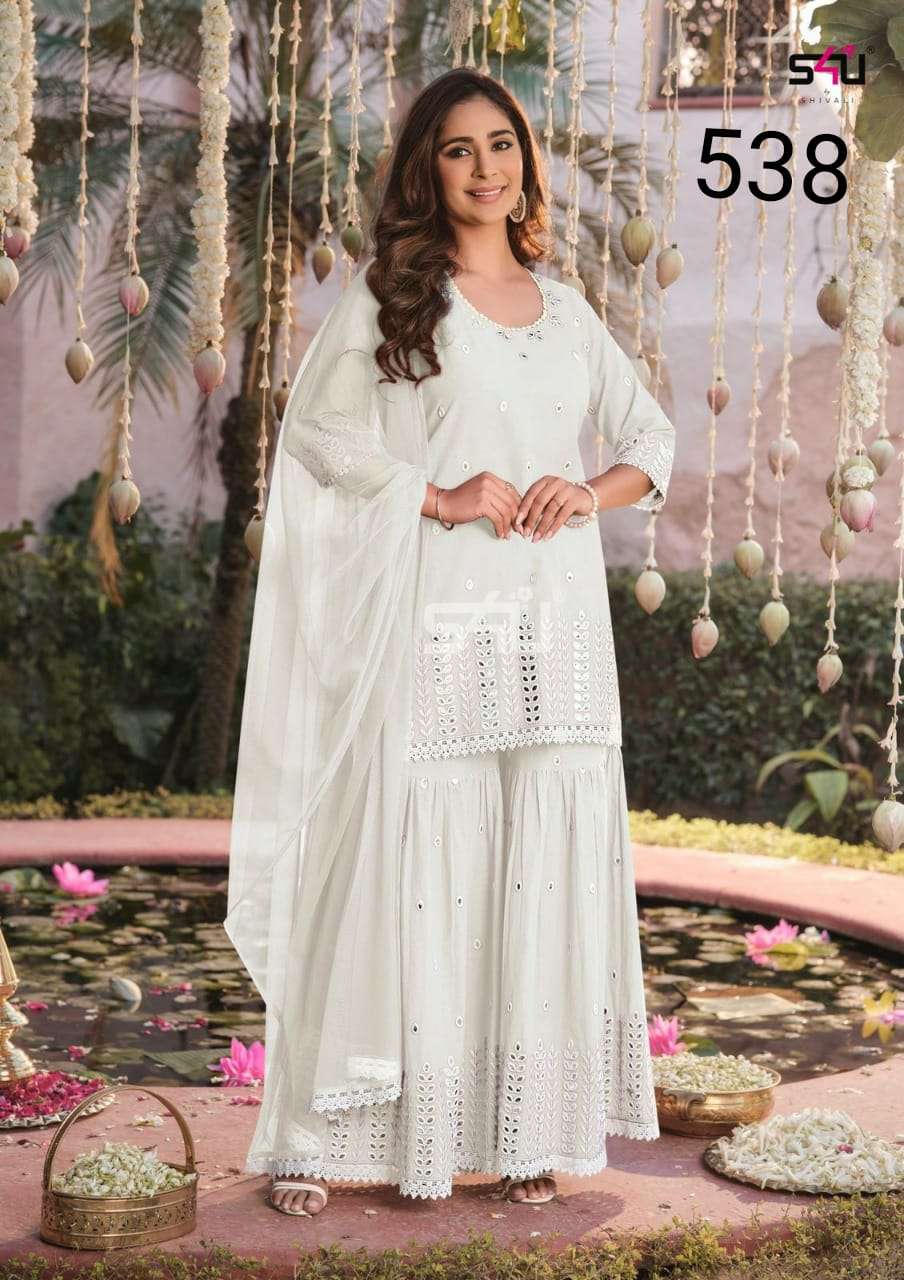 S4u 538 Fancy White Colour Salwar Kameez 