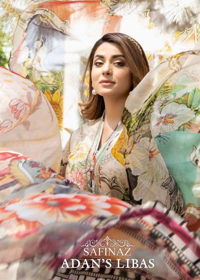Safeenaz Adans Libas lawn Cotton with Embroidery work Pakist...