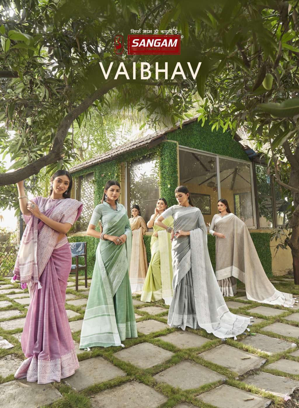 Sangam Print Vaibhav Linen With Fancy Saree collection
