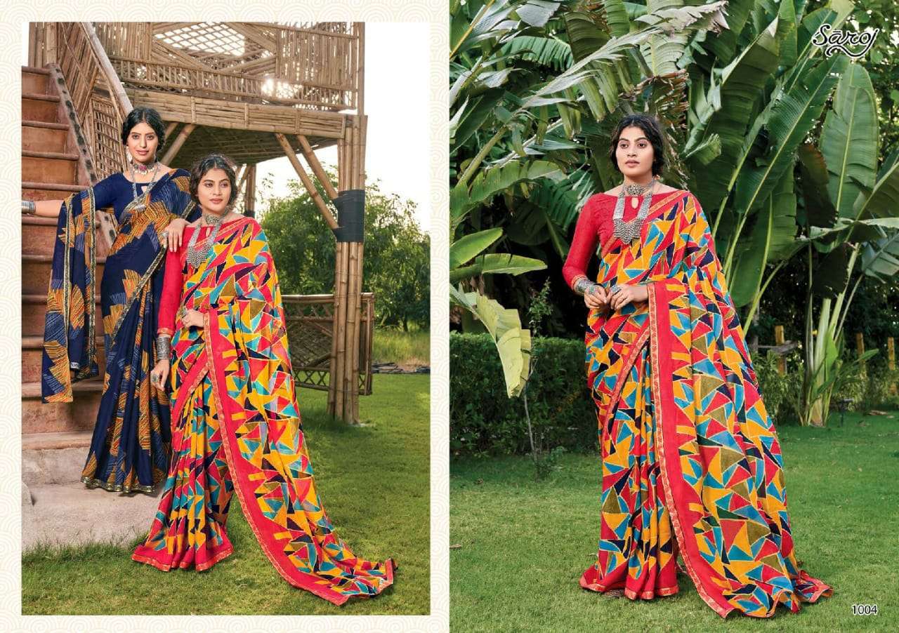 Saroj Saree Aayushi Georgette With Fancy Print Regular wear ...